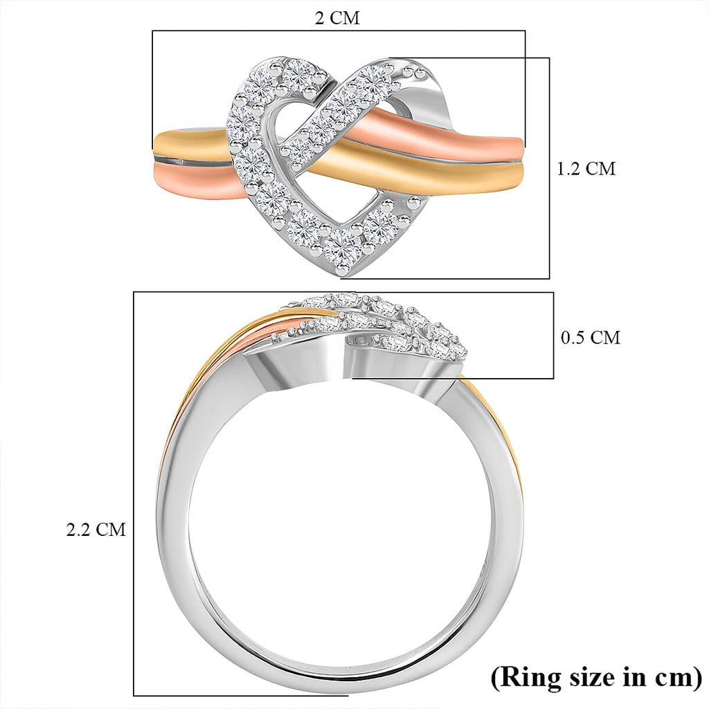 GP - Amore Collection Lab Grown Diamond & Blue Sapphire Heart Ring in 18K Vermeil Yellow Gold Plated & Rhodium Overlay Sterling Silver 0.34 Ct.