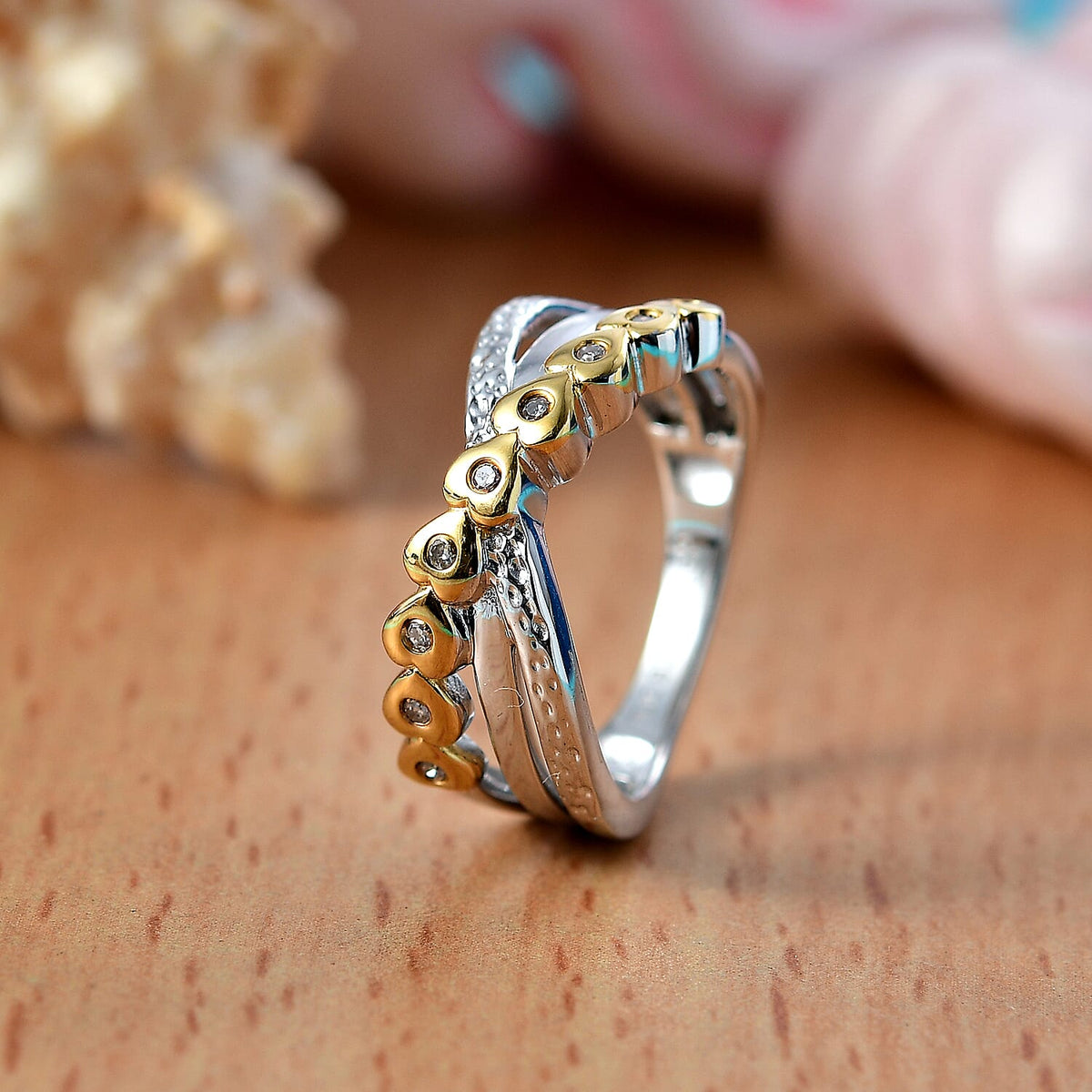 GP Lab Grown Diamond (SI-GH) and Blue Sapphire Ring in 18K Vermeil Yellow Gold Plated Sterling Silver 8028981 2