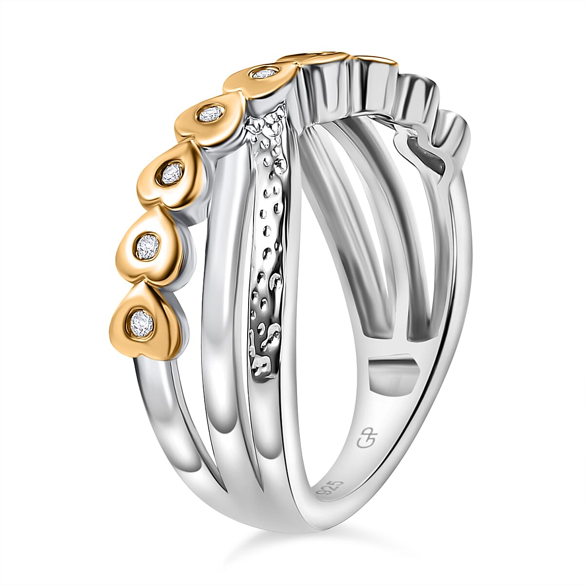 GP Lab Grown Diamond (SI-GH) and Blue Sapphire Ring in 18K Vermeil Yellow Gold Plated Sterling Silver 8028981 4
