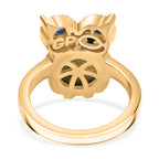 GP Labradorite, Blue Sapphire & Multi Gemstones Ring in 18K Vermeil Yellow Gold Plated Sterling Silver 5.32 Ct.