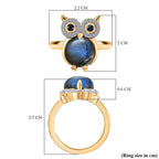 GP Labradorite, Blue Sapphire & Multi Gemstones Ring in 18K Vermeil Yellow Gold Plated Sterling Silver 5.32 Ct.