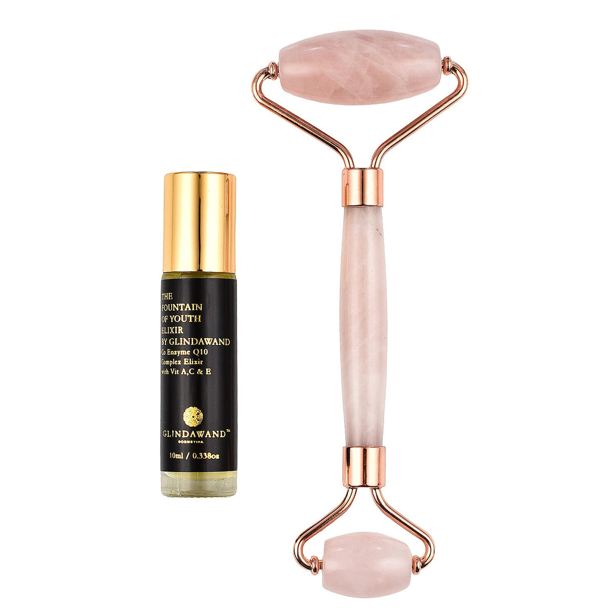 GlindaWand Rose Quartz Roller PLUS Limited Edition Rose Quartz Fountain of Youth Elixir 10ml 7725489 9