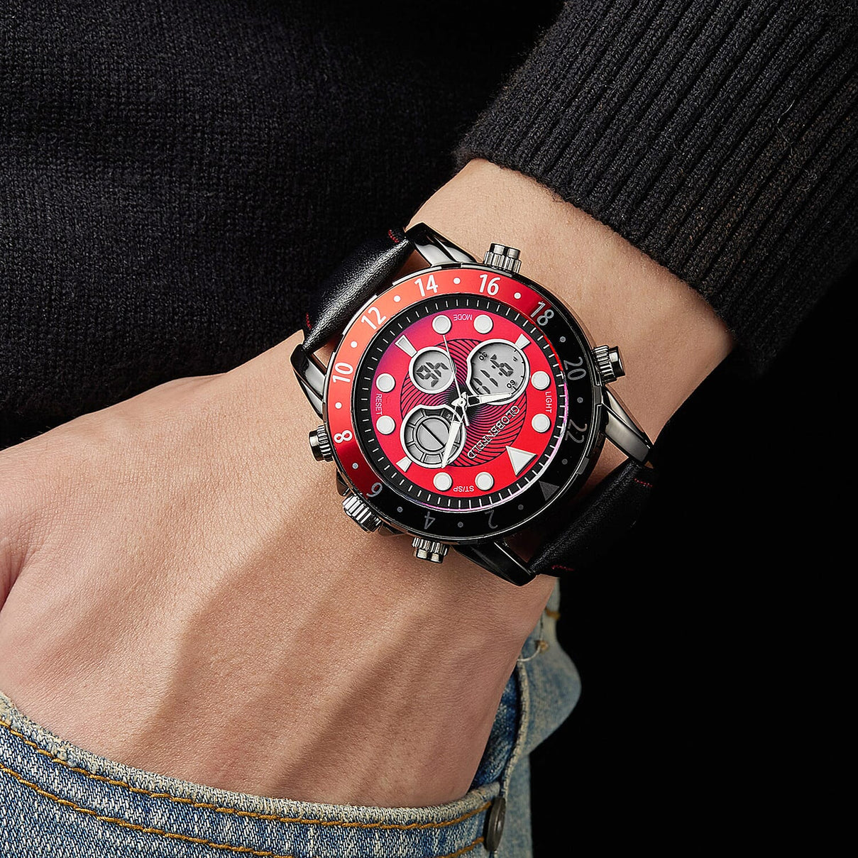 Globenfeld Limited Edition Mirage Mens Watch - 3ATM Water Resistancy With Leather Strap 5 Year Warranty - Red 7984353 1