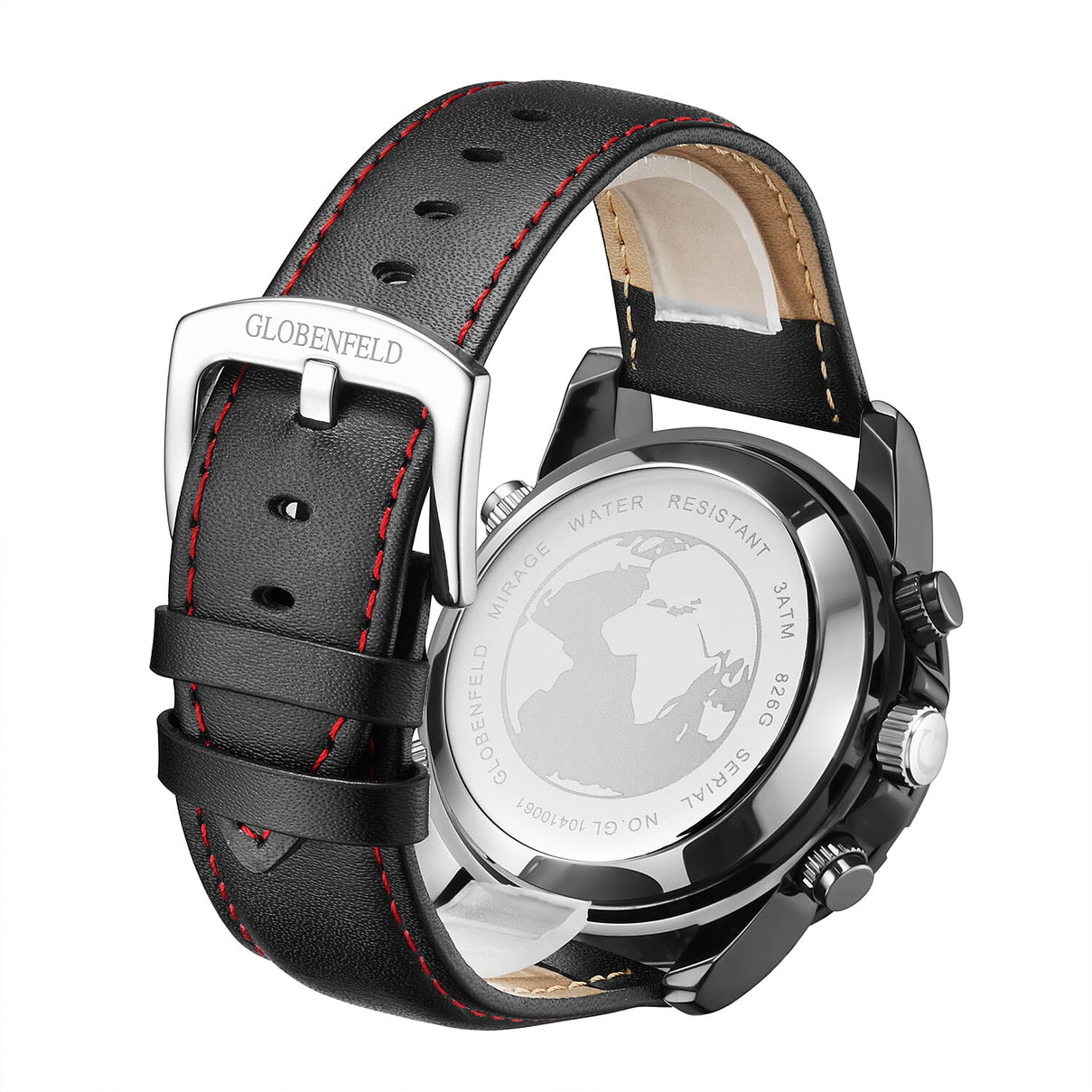 Globenfeld Limited Edition Mirage Mens Watch - 3ATM Water Resistancy With Leather Strap 5 Year Warranty - Red 7984353 3