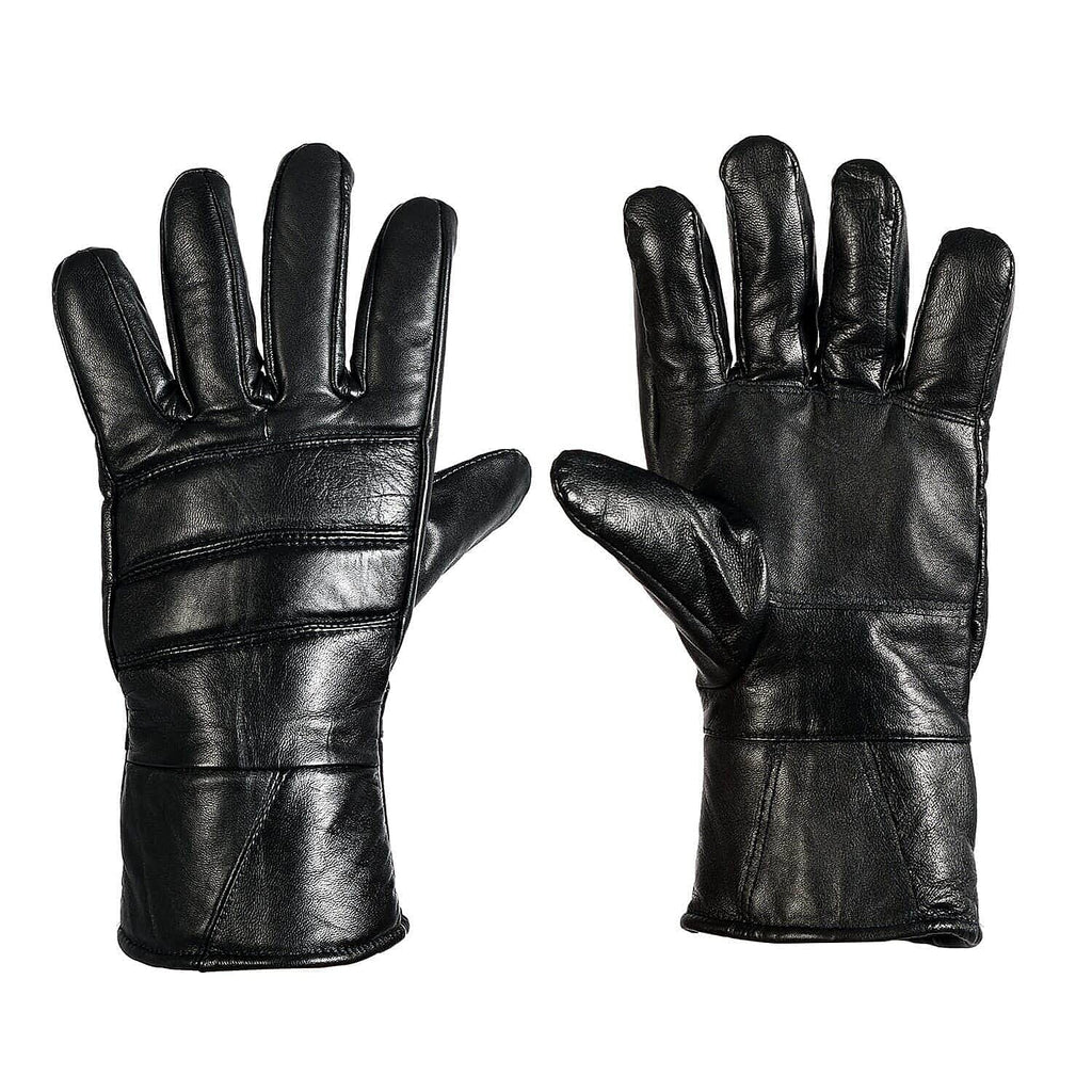 Genuine Leather Warm & Flexible Mens Gloves Black