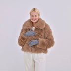 Elegant Cashmere Touch Screen Pearl Embellishments Gloves - Grey