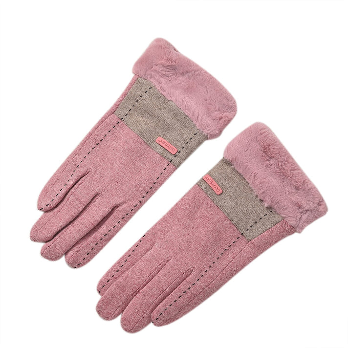 Luxury Cashmere Wool Gloves With Detailing and Fleece Lining - Pink 7851237 1