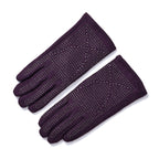 Cashmere Gloves with Rhinestone -Purple & Black