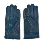 Luxurious 100% Leather & Faux Fur Lining Gloves - Blue