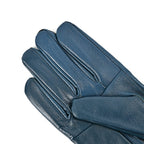 Luxurious 100% Leather & Faux Fur Lining Gloves - Blue