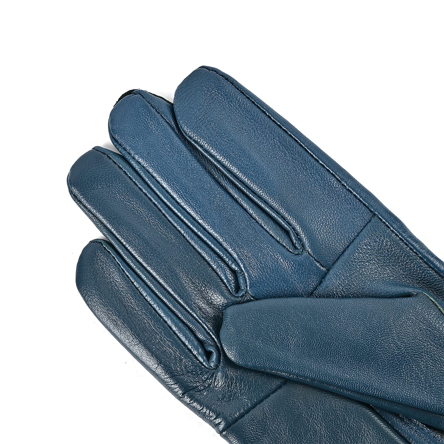 Luxurious 100% Leather &amp; Faux Fur Lining Gloves - Blue 7619588 3