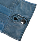 Luxurious 100% Leather & Faux Fur Lining Gloves - Blue