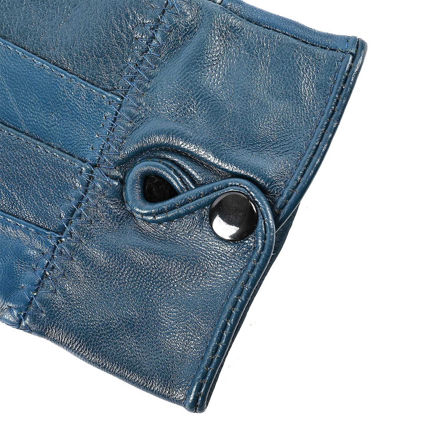 Luxurious 100% Leather &amp; Faux Fur Lining Gloves - Blue 7619588 4