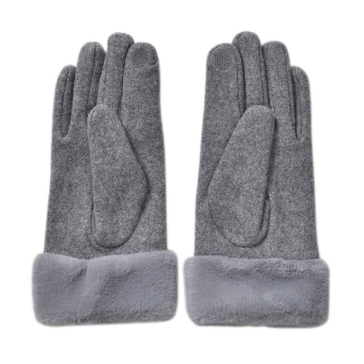 LUXURY GIFT MEGA OFFER- Cashmere Double Layer Gloves with Warm Fleece Interior and Faux Fur Trim (Touch Screen Usable) - Grey 7620954 4