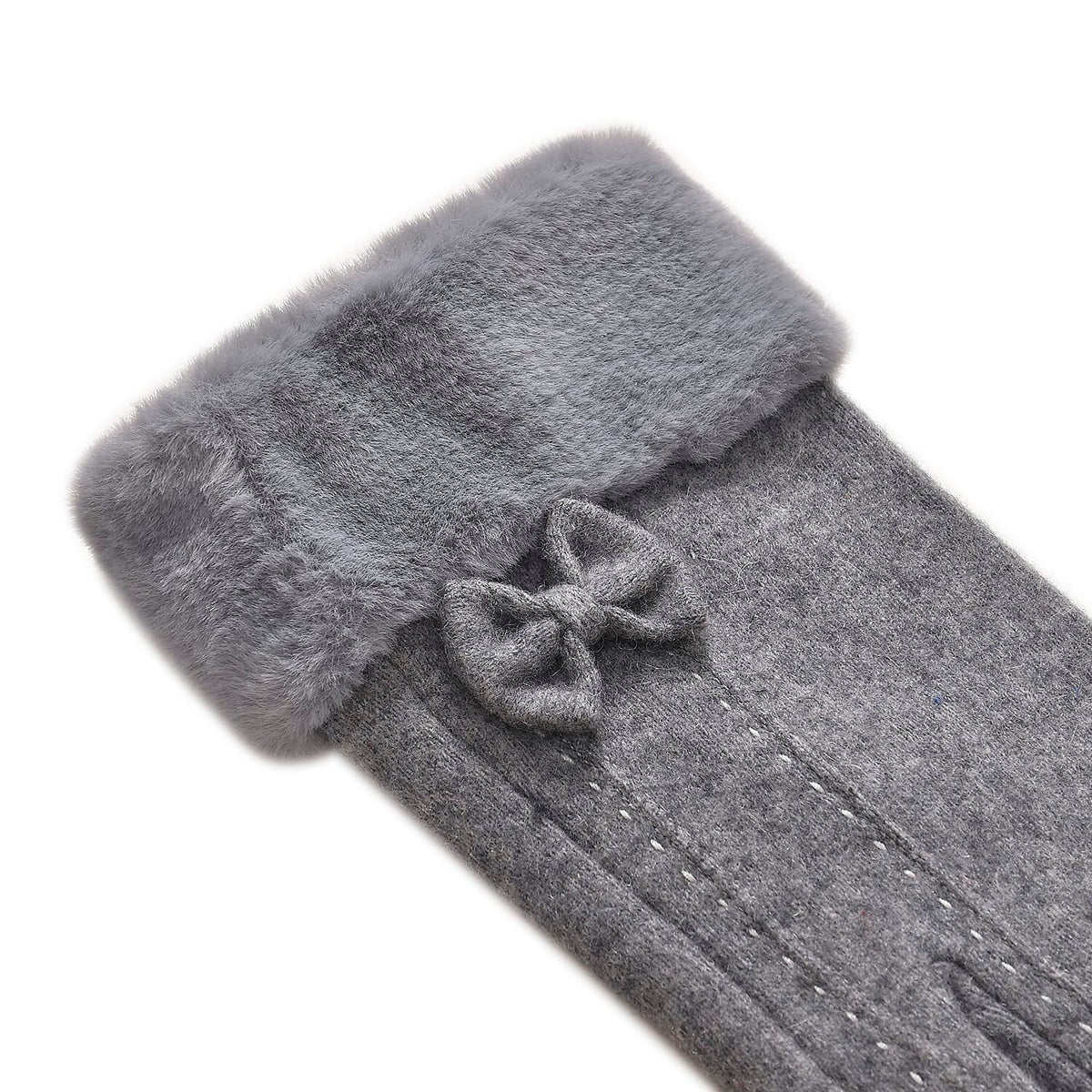 LUXURY GIFT MEGA OFFER- Cashmere Double Layer Gloves with Warm Fleece Interior and Faux Fur Trim (Touch Screen Usable) - Grey 7620954 6