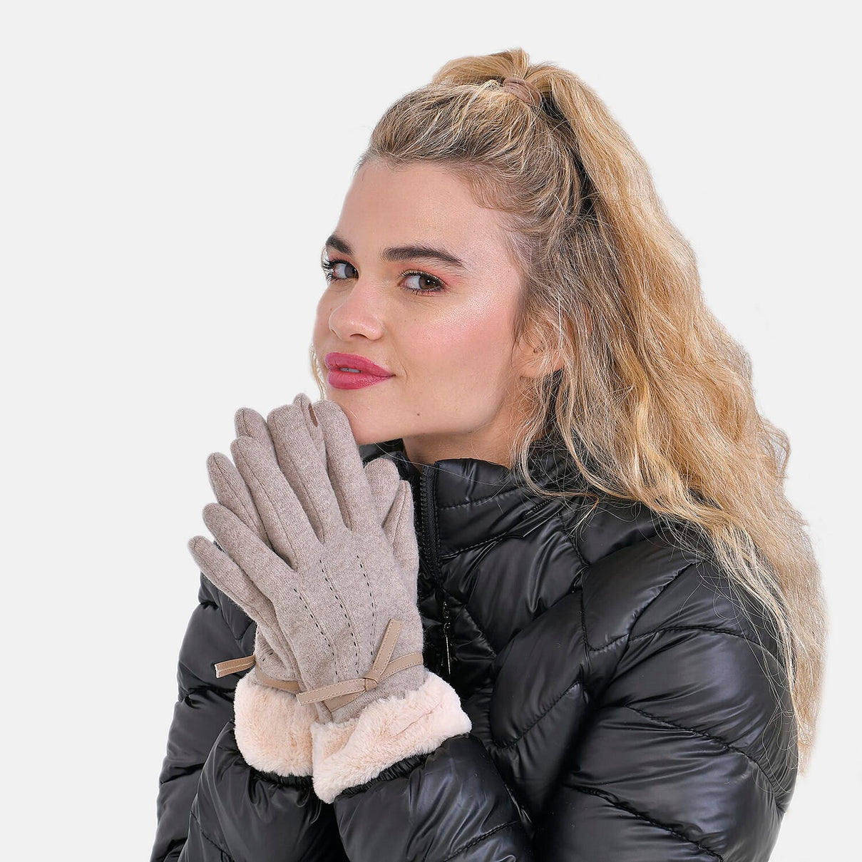Cashmere Gloves With Faux Fur With Touch Screen Function 7621016 9