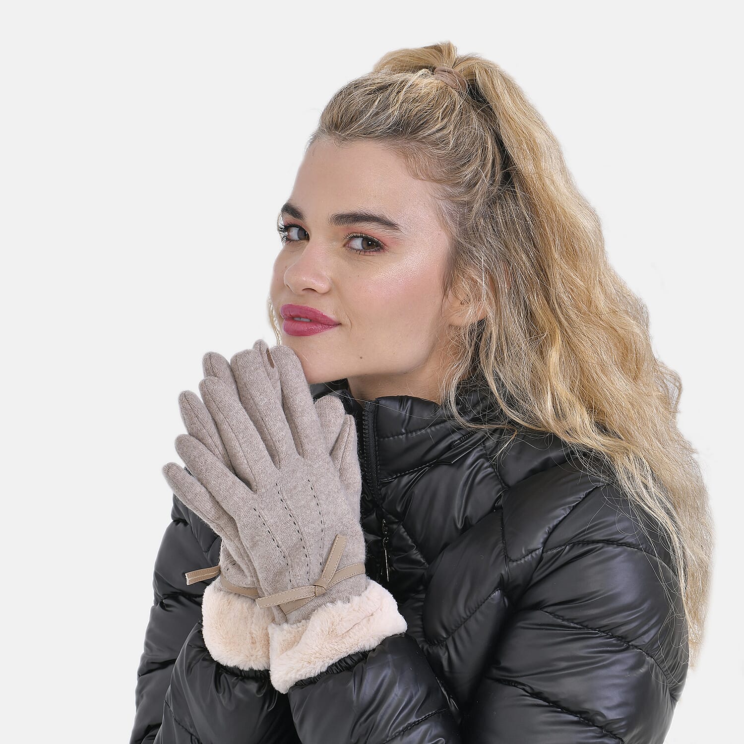 Cashmere Gloves With Faux Fur With Touch Screen Function 7621016 9