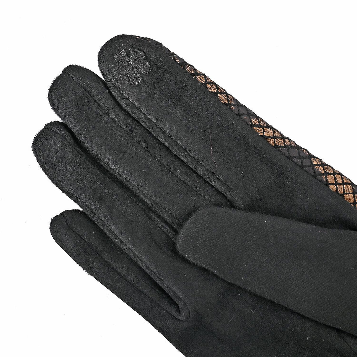 Snakeskin Pattern Gloves with Faux Fur Cuff 7592074 2