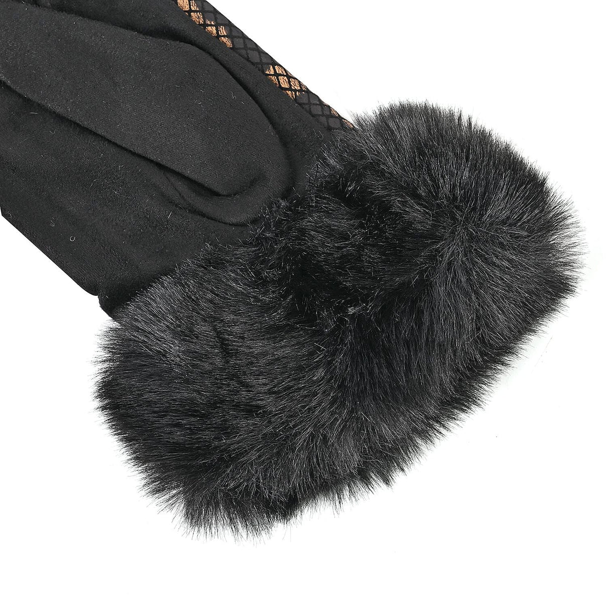 Snakeskin Pattern Gloves with Faux Fur Cuff 7592074 3