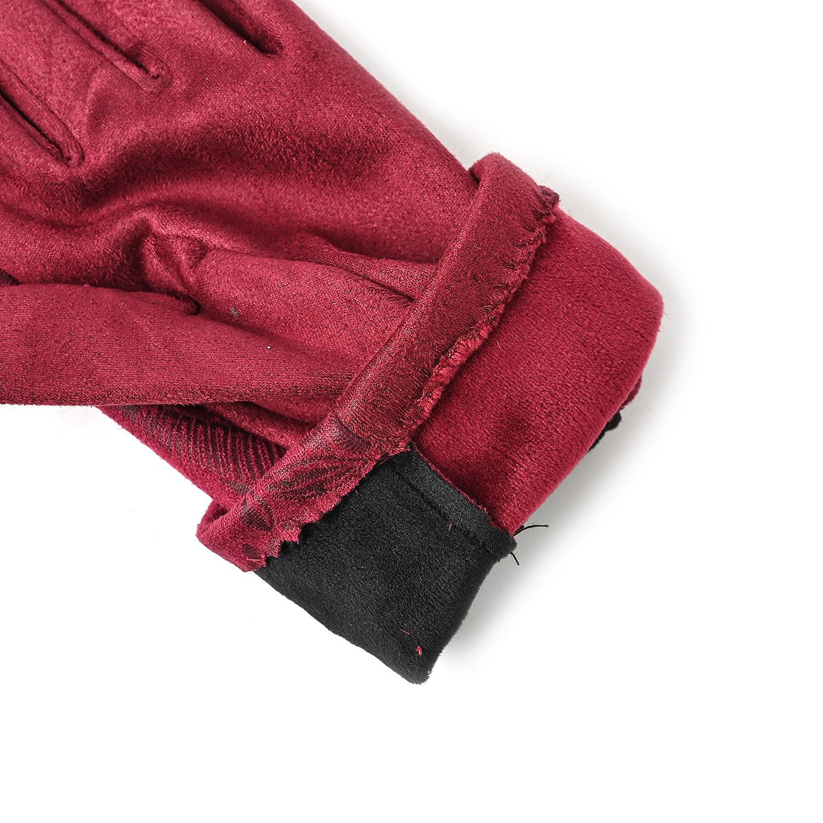 Closeout Deal - Printed Suede Screen Touch Winter Gloves - Maroon 7591973 5