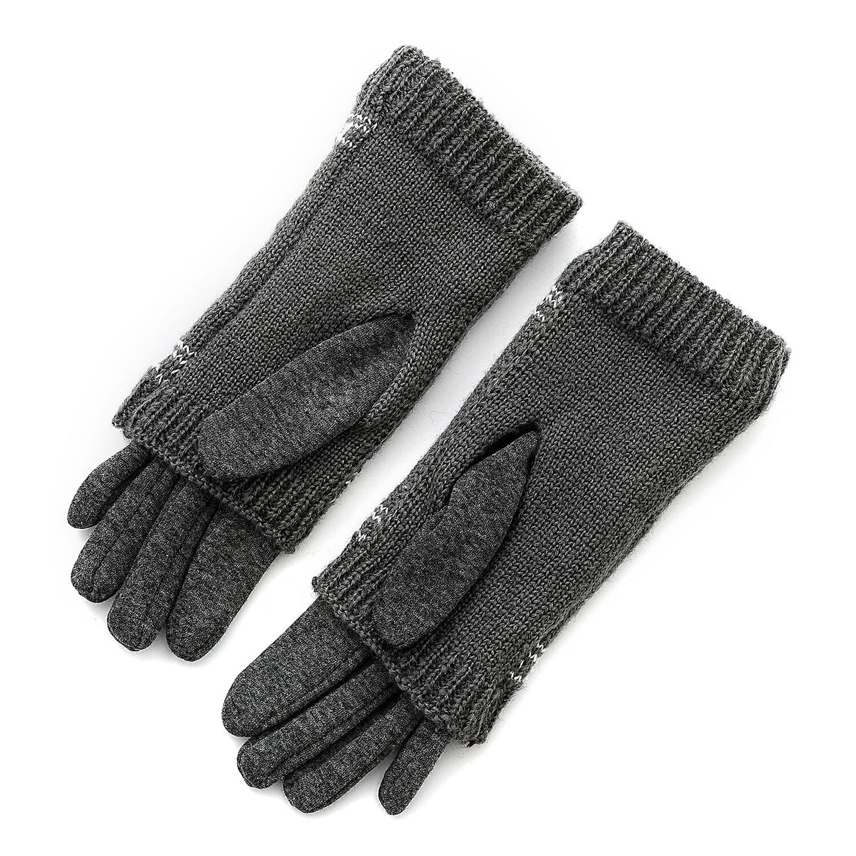 Two-in-One 5-finger Gloves and Fingerless Gloves - Grey 8206545 6
