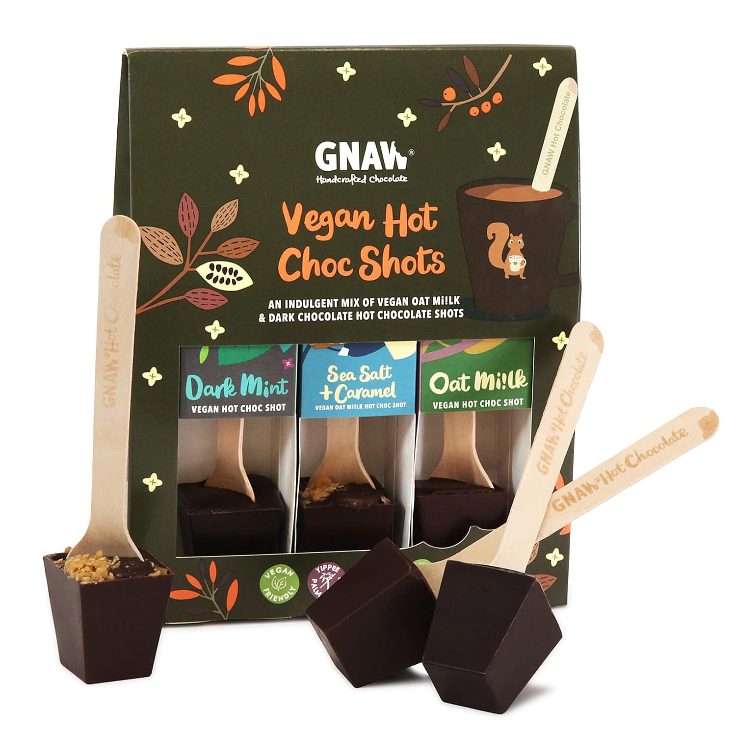Gnaw Vegan Hot Chocolate Shots Gift Set (Dark Mint, Sea Salt and Caramel, and Oat Milk) 7996671 0