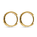 9K Yellow Gold Simulated Diamond Double Row Huggie Earrings (with Clasp)