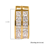 9K Yellow Gold Simulated Diamond Double Row Huggie Earrings (with Clasp)