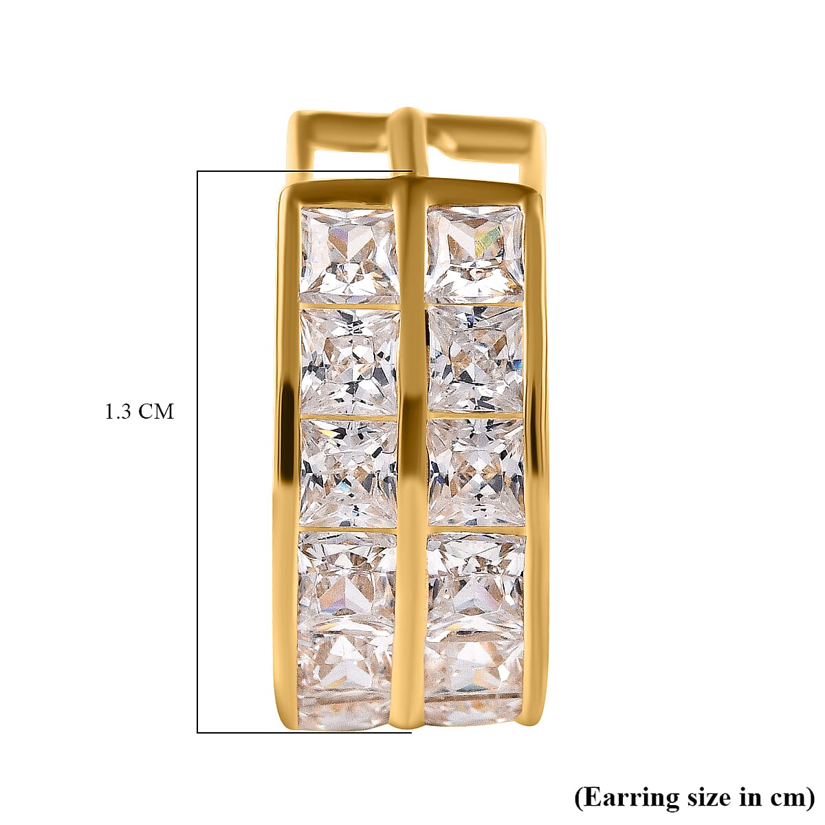 Gold Cubic Zirconia Double Row Design Huggie Earrings in 9K Yellow 6883474 5