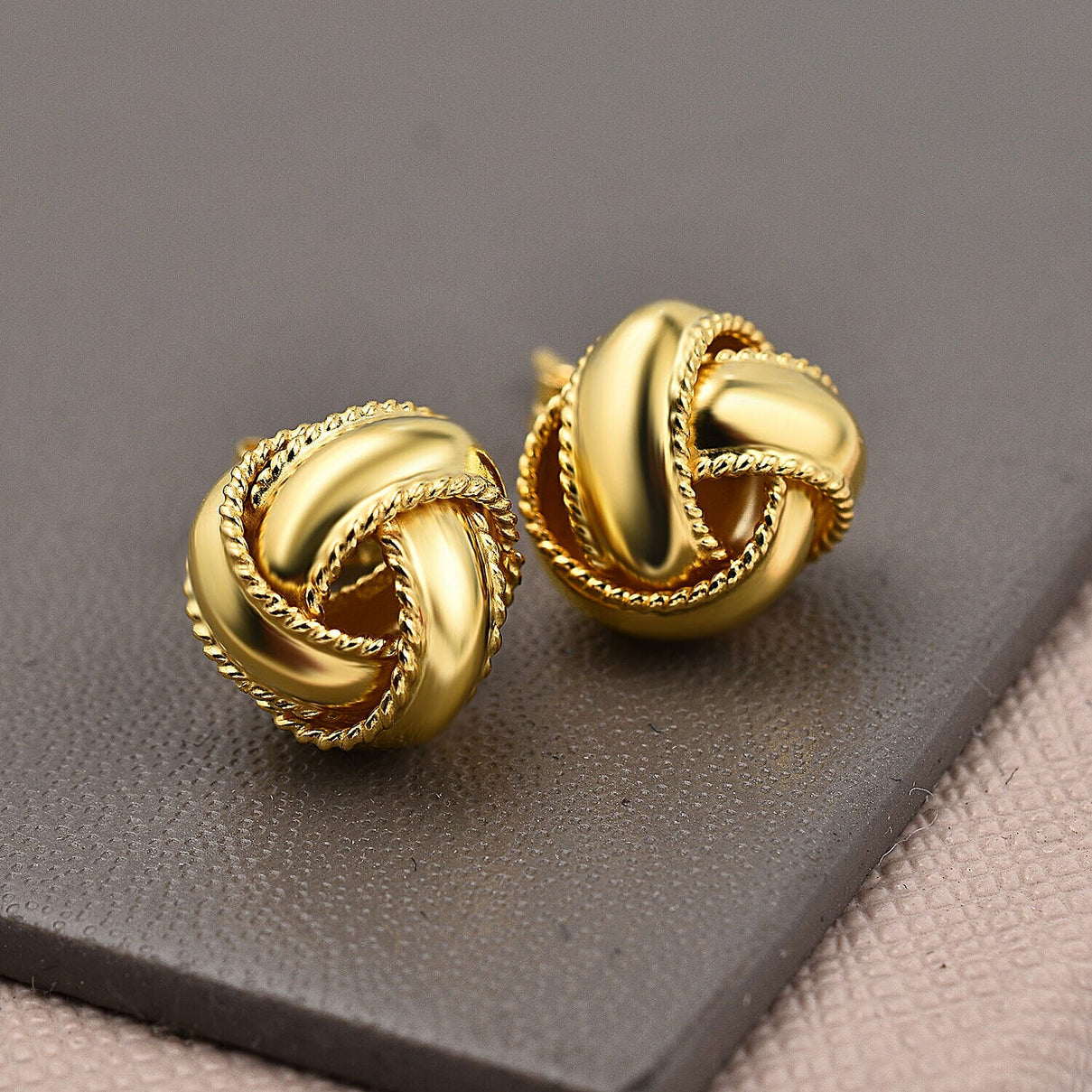 Gold Overlay Sterling Silver Knot Earrings 7489139 1
