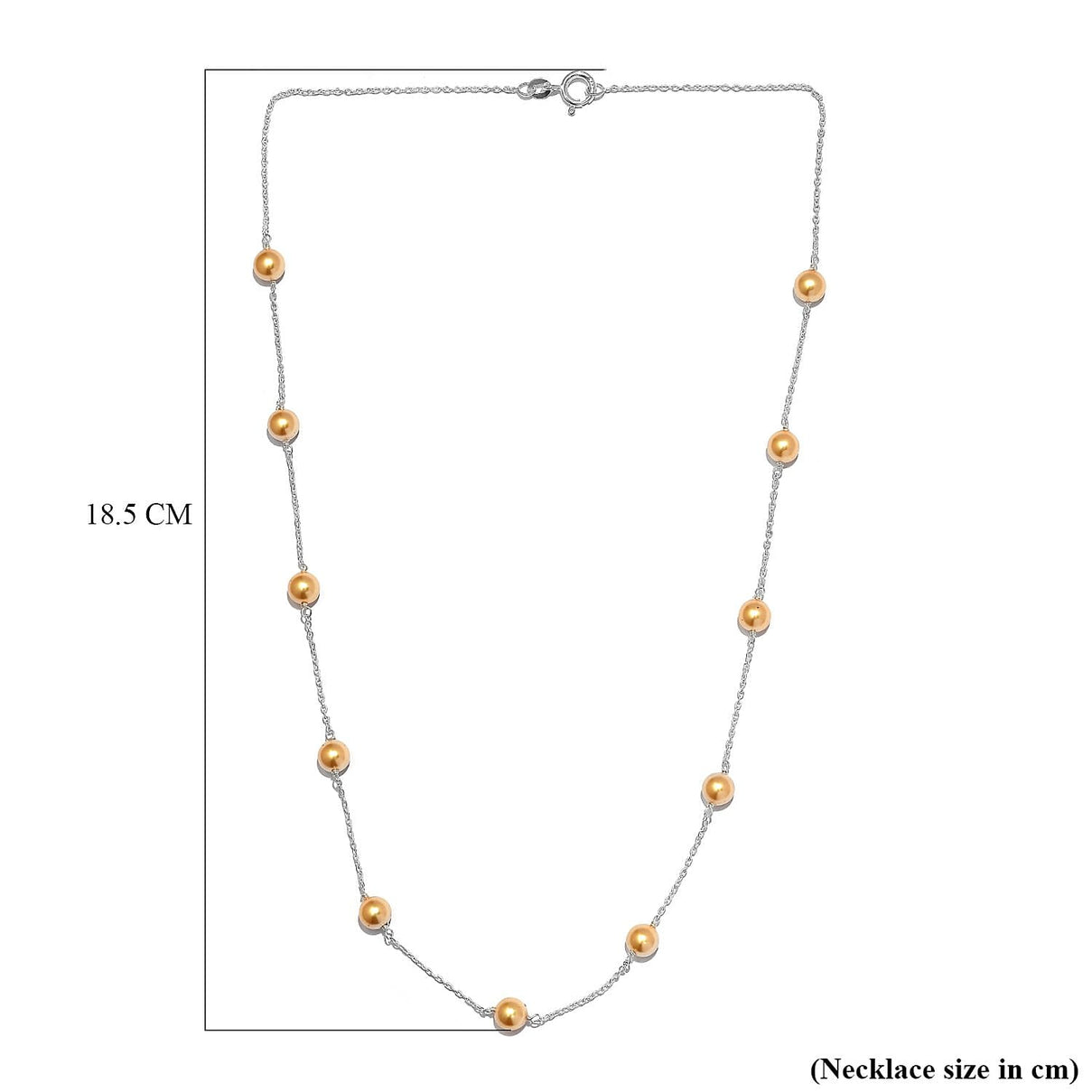Gold Pearl Crystal Necklace (Size - 20) With Spring Ring Clasp in Sterling Silver 7262173 6