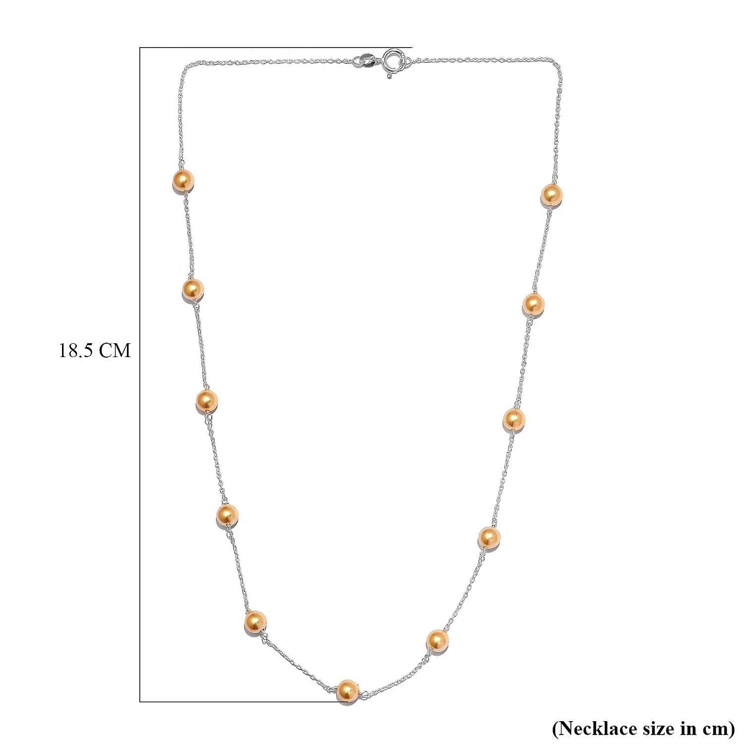 Gold Pearl Crystal Necklace (Size - 20) With Spring Ring Clasp in Sterling Silver 7262173 6
