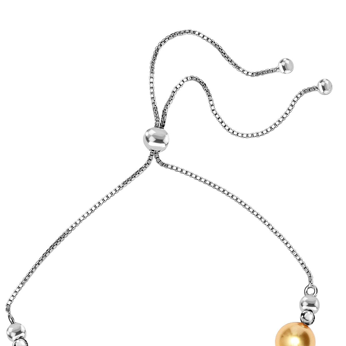Gold Pearl Finest Austrian Crystal Beads Adjustable Bracelet (Size - 7.5) in Platinum Overlay Sterling Silver 7658018 3