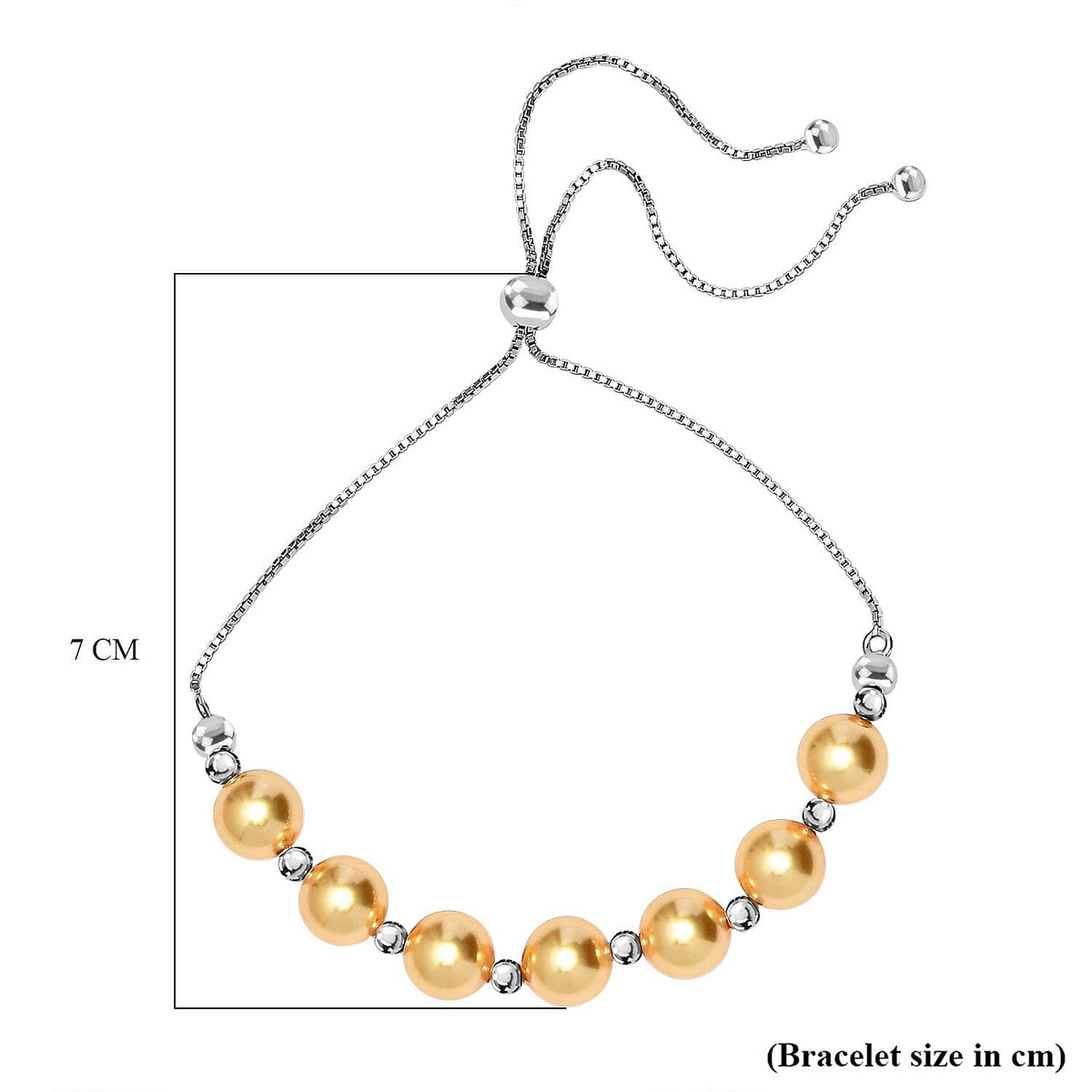Gold Pearl Finest Austrian Crystal Beads Adjustable Bracelet (Size - 7.5) in Platinum Overlay Sterling Silver 7658018 4
