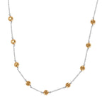 Gold Pearl Finest Austrian Crystal Necklace (Size - 20) in Platinum Overlay Sterling Silver