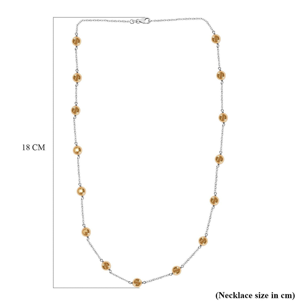 Gold Pearl Finest Austrian Crystal Necklace (Size - 20) in Platinum Overlay Sterling Silver