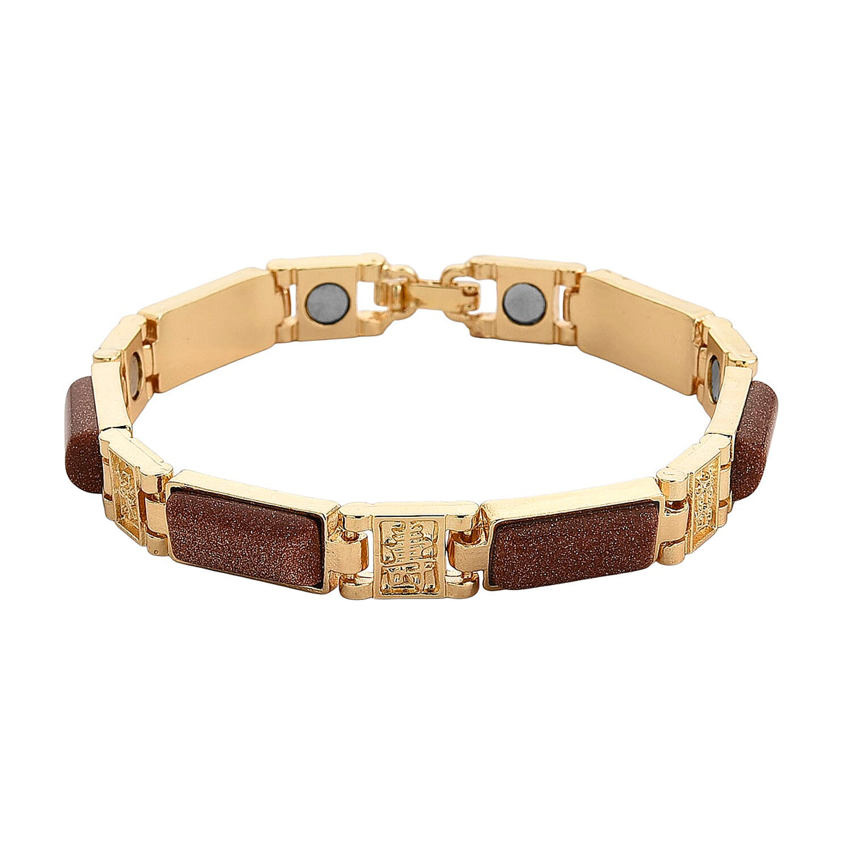 Designer Inspired- Gold Sandstone Magnetic Therapy Bracelet (Size - 7.25) 16.00 Ct V32533770 0