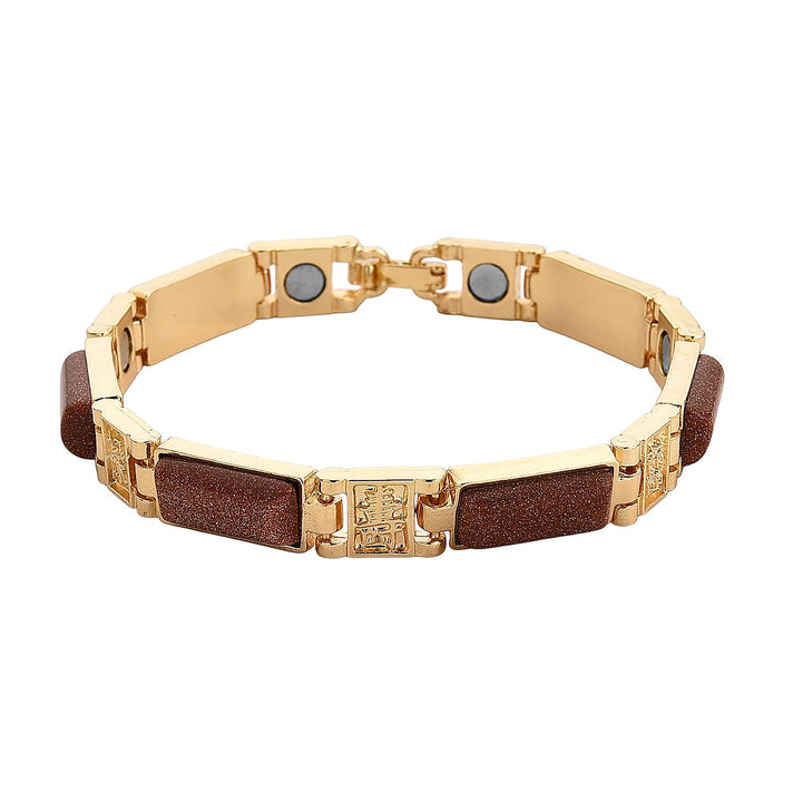 Designer Inspired- Gold Sandstone Magnetic Therapy Bracelet (Size - 7.25) 16.00 Ct V32369916 1