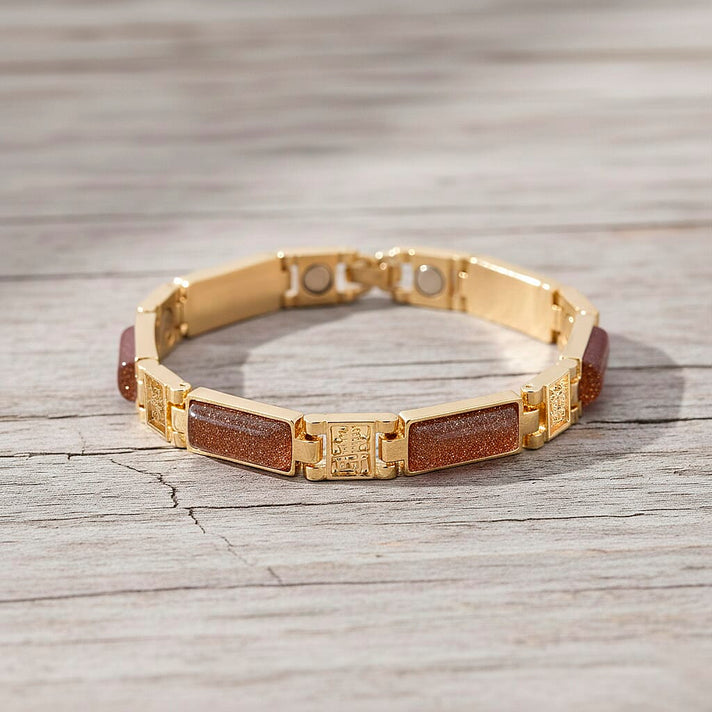 Designer Inspired- Gold Sandstone Magnetic Therapy Bracelet (Size - 7.25) 16.00 Ct V32369916 2