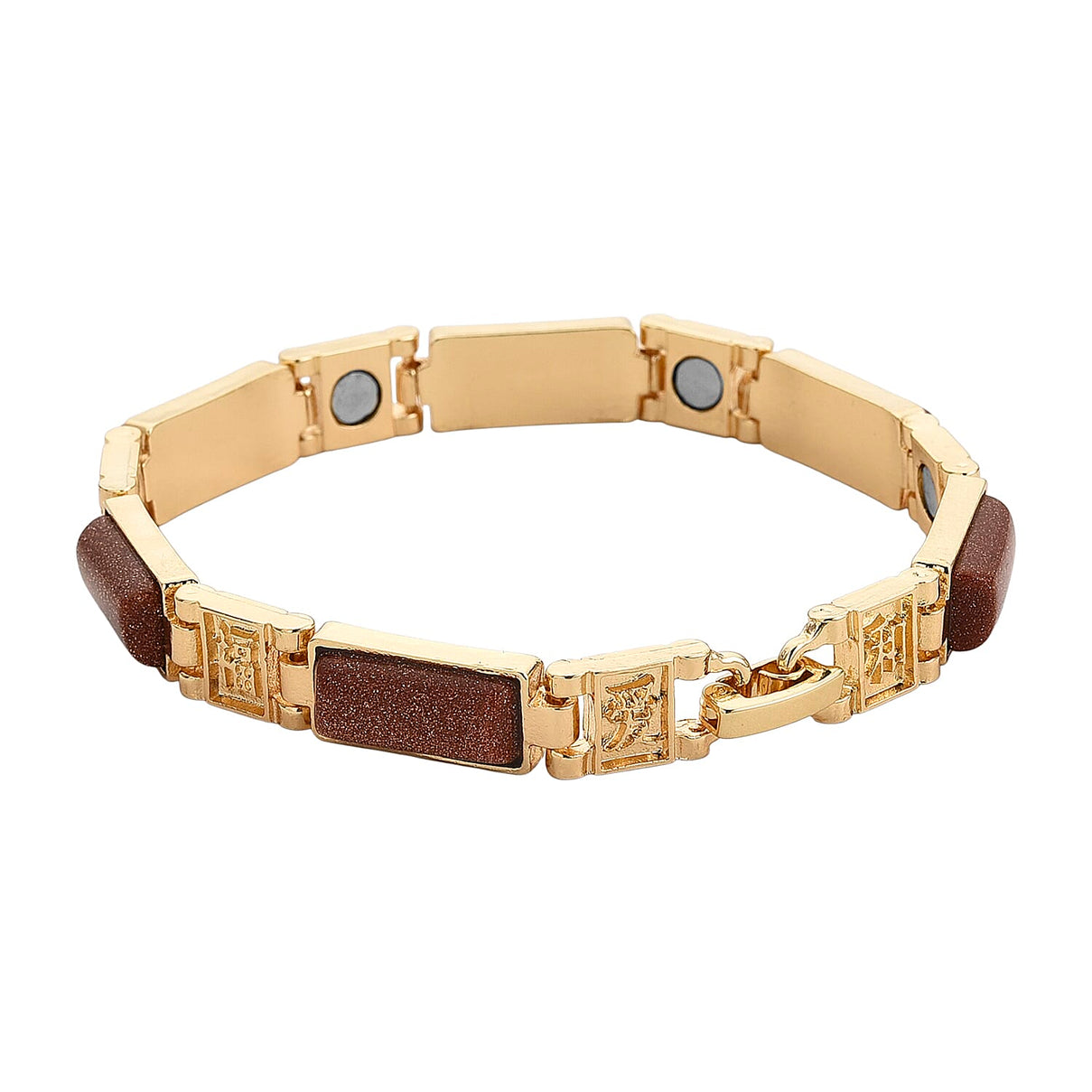 Designer Inspired- Gold Sandstone Magnetic Therapy Bracelet (Size - 7.25) 16.00 Ct V32533770 4