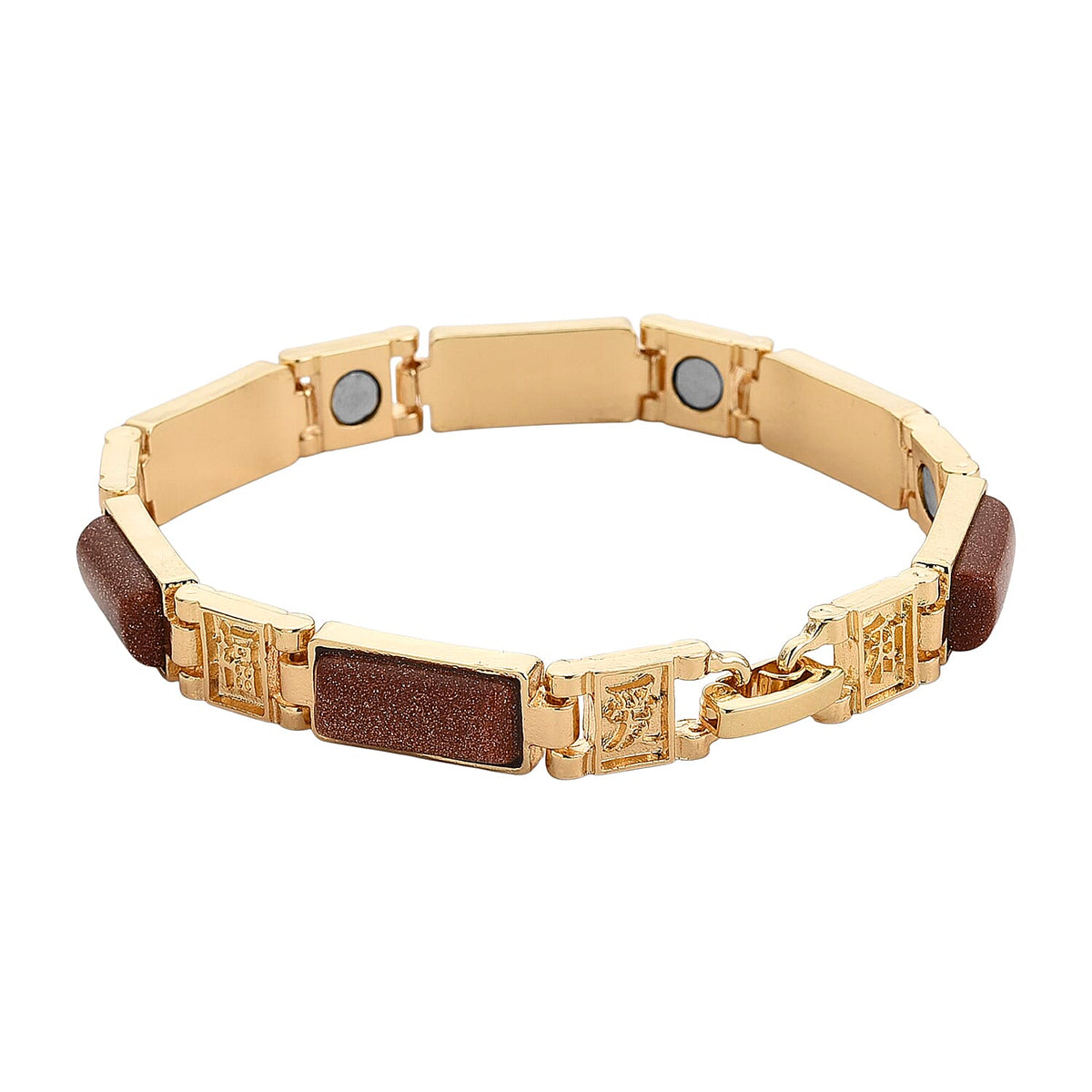 Designer Inspired- Gold Sandstone Magnetic Therapy Bracelet (Size - 7.25) 16.00 Ct V32533770 4