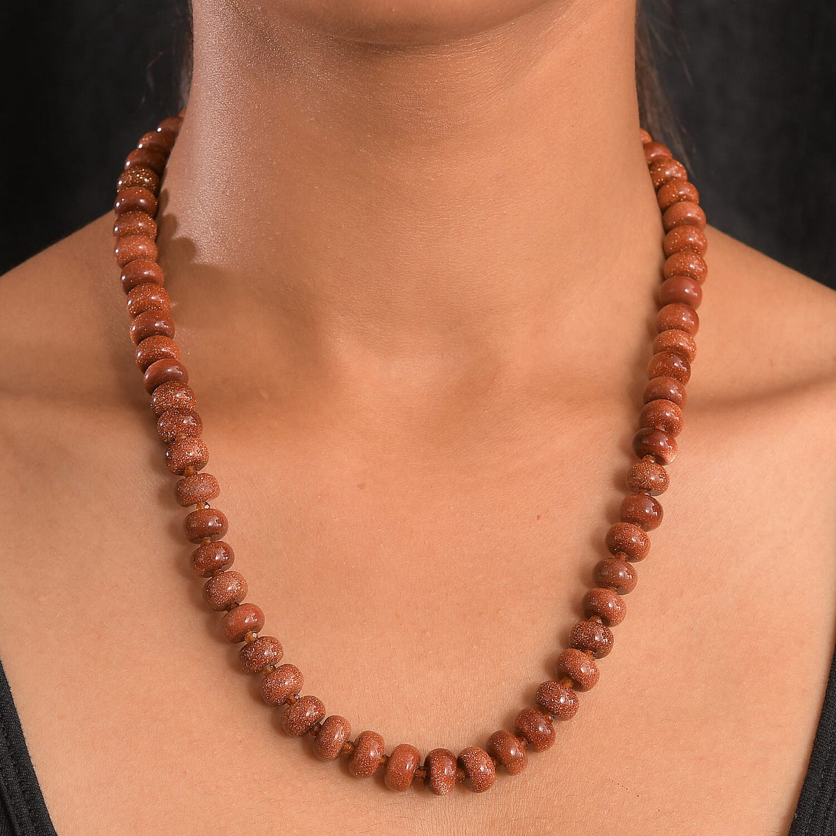 Gold Sandstone &amp; Hessonite Garnet Necklace (Size 20-1 Ext.) with Senorita Clasp 300.00 Ct. 8181886 3