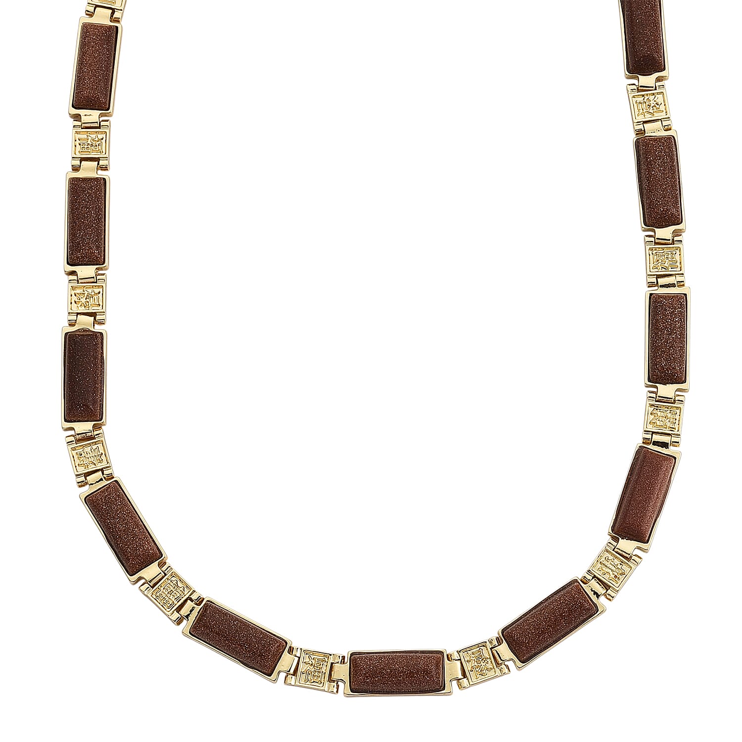 Gold Sandstone Magnetic Therapy Necklace (Size - 16) 50.00 Ct. V32512855 0