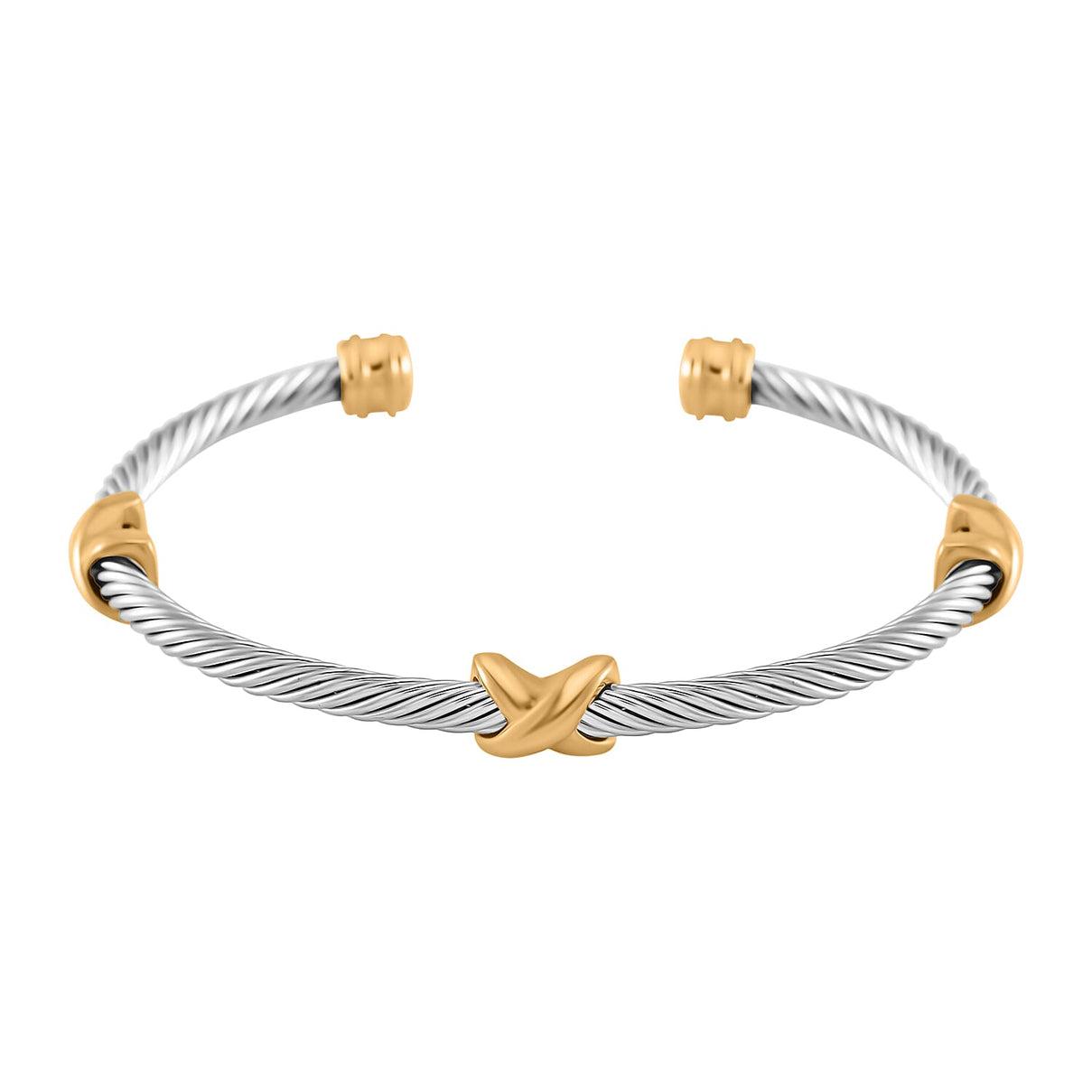 Dual Tone Criss Cross Bangle (Size - 7.5) 7843736 0