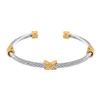 Dual Tone Criss Cross Bangle (Size - 7.5)