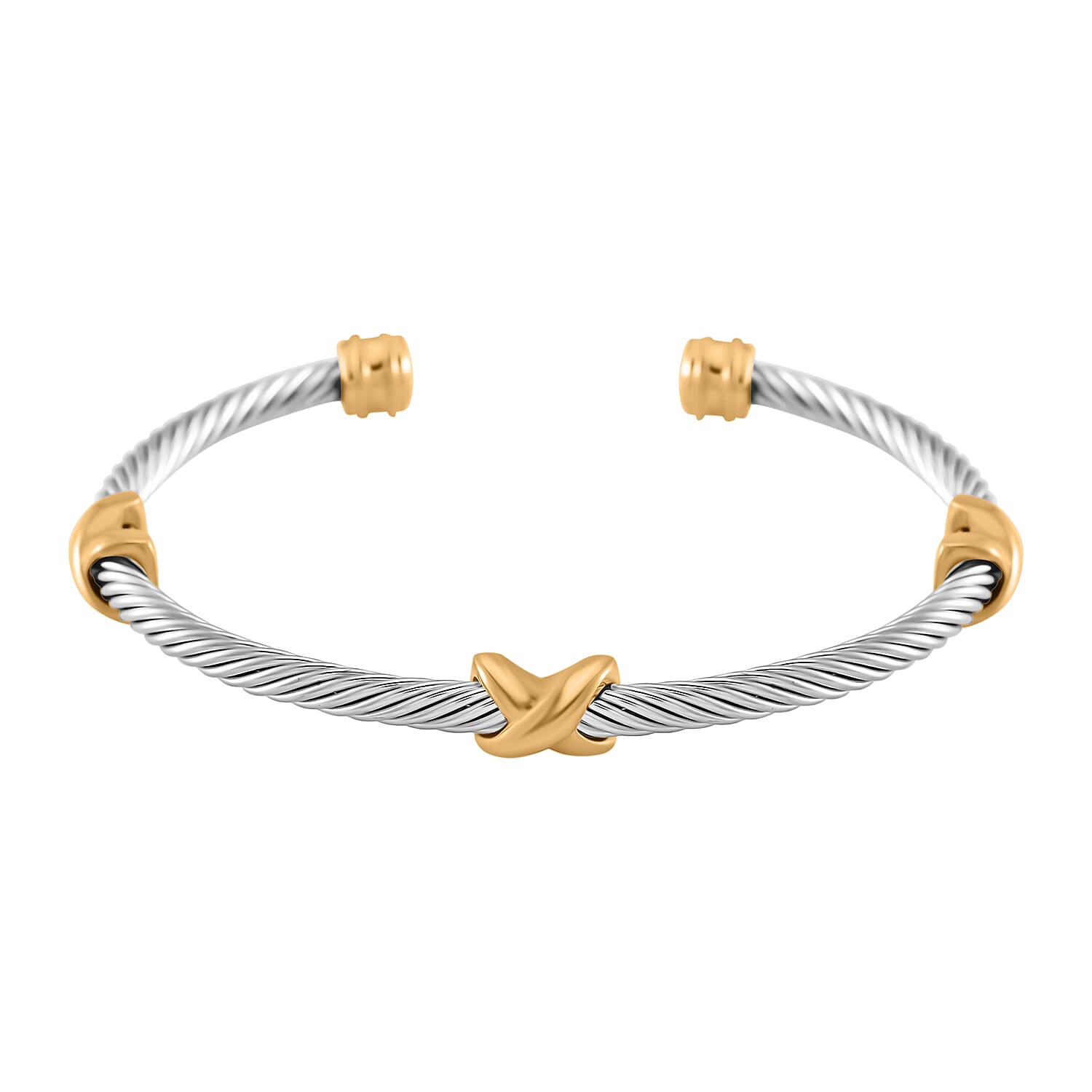 Dual Tone Criss Cross Bangle (Size - 7.5) 7843736 0