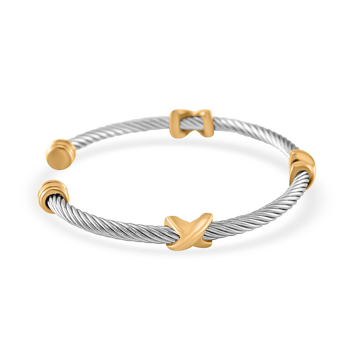Dual Tone Criss Cross Bangle (Size - 7.5) 7843736 3