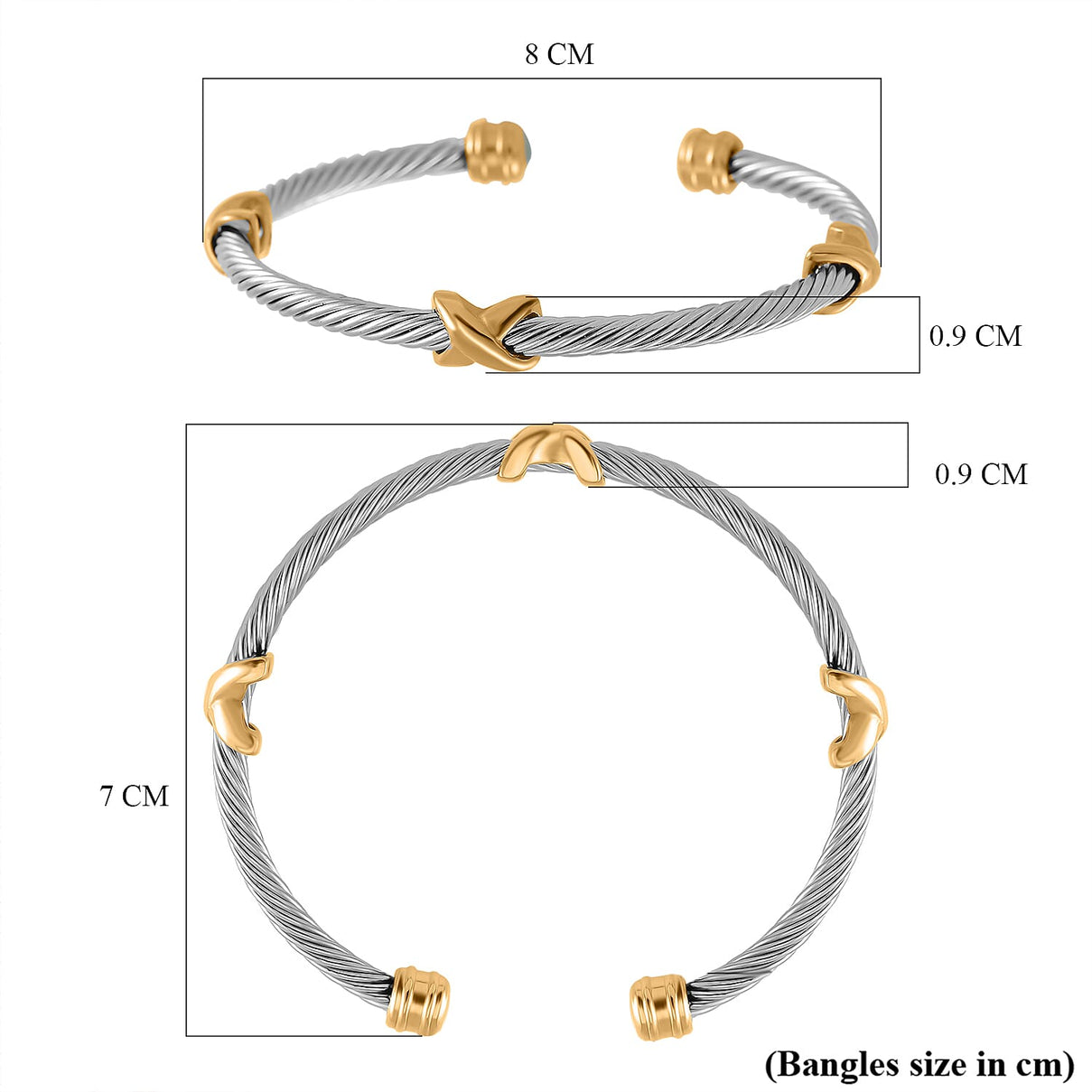 Dual Tone Criss Cross Bangle (Size - 7.5) 7843736 5