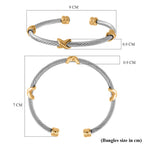 Dual Tone Criss Cross Bangle (Size - 7.5)