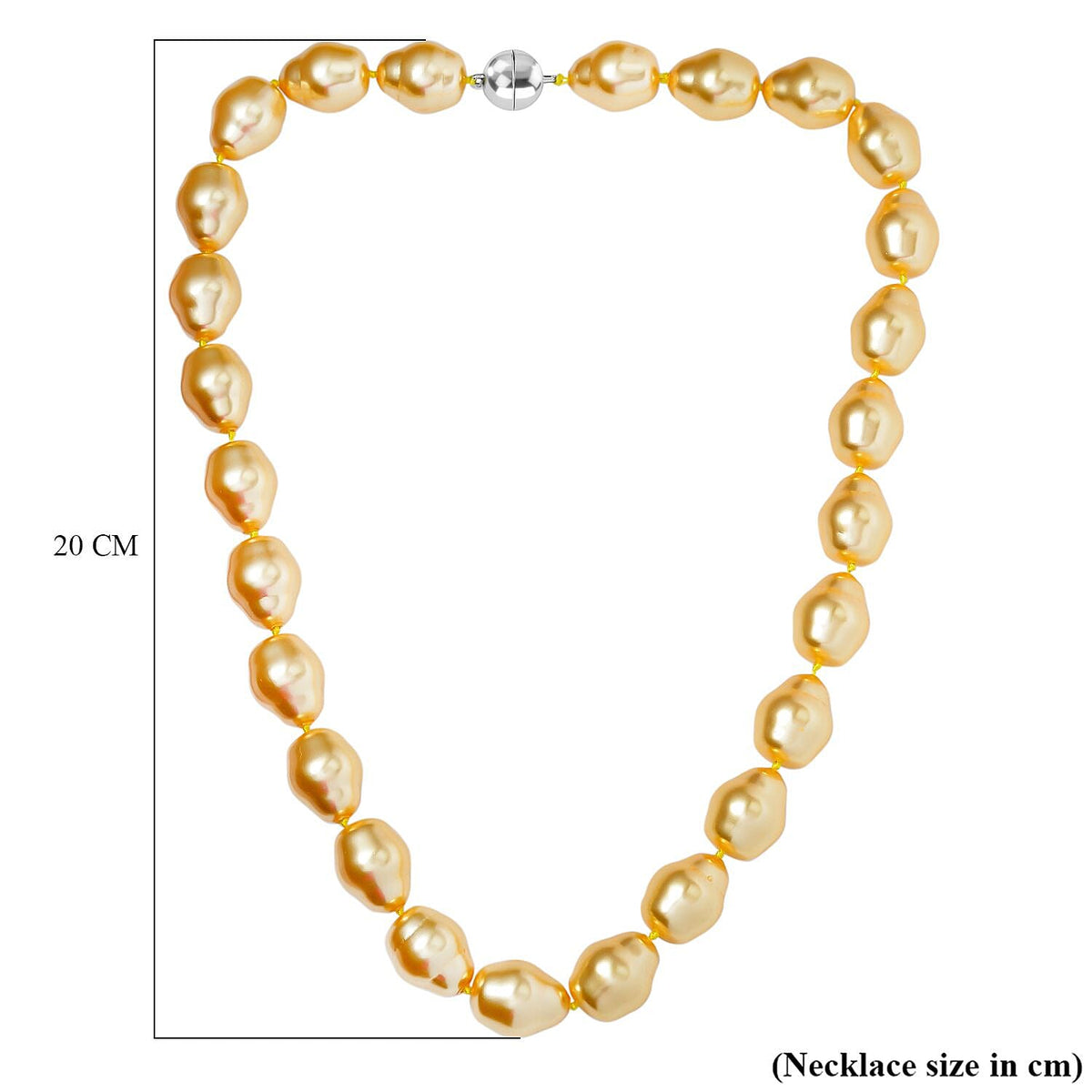 Golden Color Shell Pearl Necklace (Size - 20) in Rhodium Overlay Sterling Silver 7811809 5